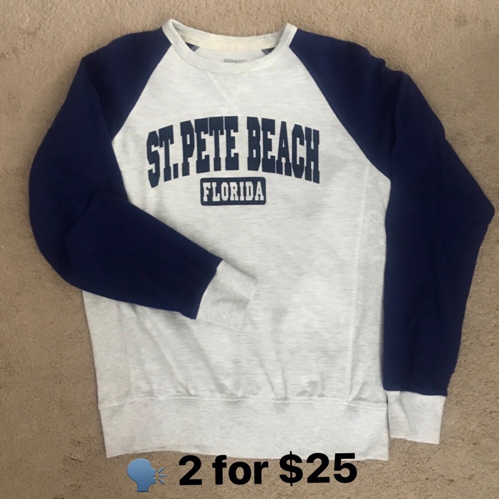 Men’s crewneck, ST PETE BEACH, 2 tone, long sleeve